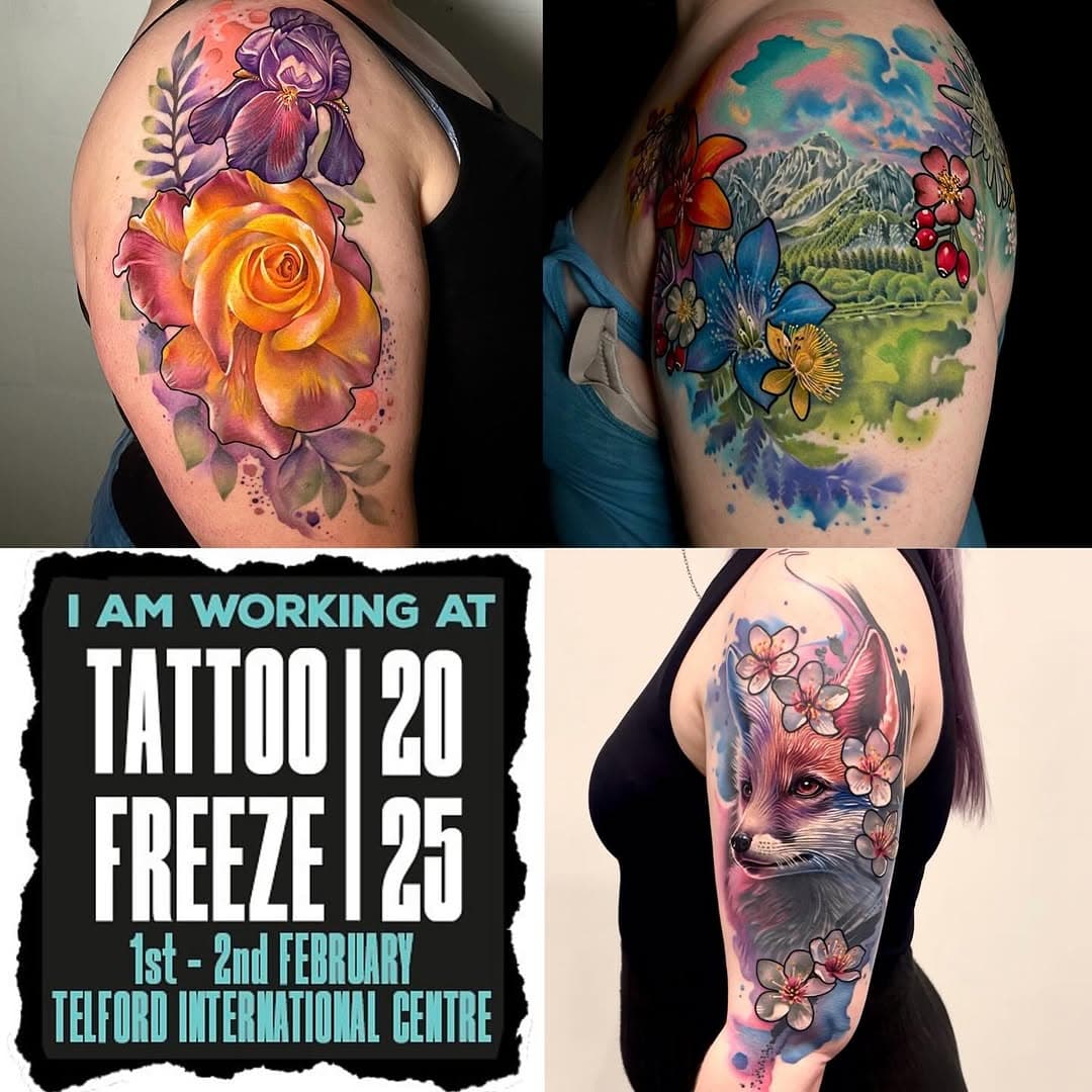 ✨CONVENTION ANNOUNCEMENT📢🎨✨. Very happy to announce my first show of the year will be with @skindeep_uk on the 1st and 2nd February for the 15th Tattoo Freeze 2025🥶. Please come and say hellooo!👋🏼 
.
Now taking bookings for the convention🤘🏼🎉 
Saturday 1st February - Available 
Sunday 2nd February - Available 
. 
Interested in getting tattooed at the show?✨To enquire about getting booked in and to discuss your design ideas for this years Tattoo Freeze, please EMAIL me at jamainepalin_ink@outlook.com with your enquiry or to book your FREE telephone consultation with me please click on the reservio link in my bio or below to select the availability shown that suits your schedule to secure your slot at http://tropikalcoconuttattoo.reservio.com 🎨✨. I look forward to hearing your design ideas☺️
.
#artistsoninstagram #fusionink #colourtattoo #colourtattoos #colourrealism #colourrealismtattoo #worldfamousink #kwadroncartridges #kwadron #watercolourtattoo #floraltattoo #colourportrait  #colourportraittattoo #artistsofinstagram #watercolour #ladytattooers #ladytattooer #uktattoo #uktattooist #birminghamtattoo #manchestertattoo #tattoo #tattoos #cheyennetattooequipment #killerink #butterluxe_uk #stencilstuff #skindeep #tattoofreeze #skindeep_uk