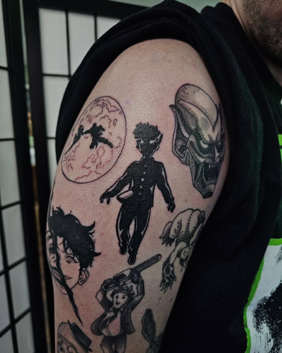 🌑✨️》P A T C H  W O R K  S L E E V E  W I P《🌑✨️
__
Chipping away at Josh's sleeve with a collection of Game, film and anime related pieces! I've loved doing this and there's still plenty of arm left to fill!
__
To book in or enquire dm or email
📧 Downertattooer@gmail.com