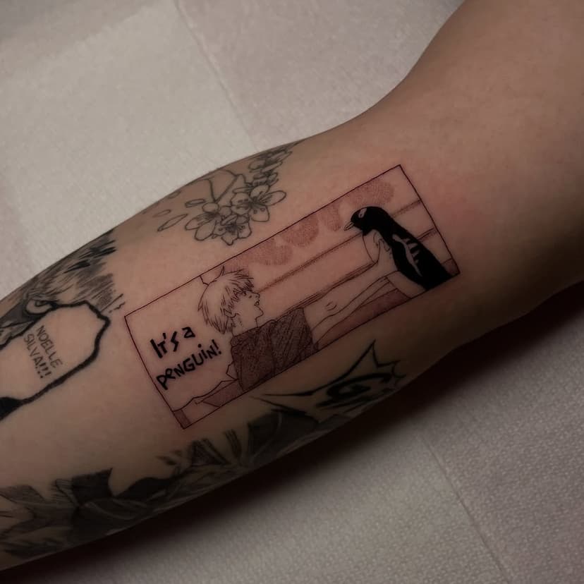 DENJI AND PENGUIN <(°^°)>
the smallest cutest chainsaw man tattoo to ever exist 
₊‧°𐐪♡𐑂°‧₊
.
.
.
.
#chainsawman #csm #denji #denjichainsawman #chainsawmanmanga #mangatattoo #dallastattooartist #finelinetattoo #singleneedletattoo