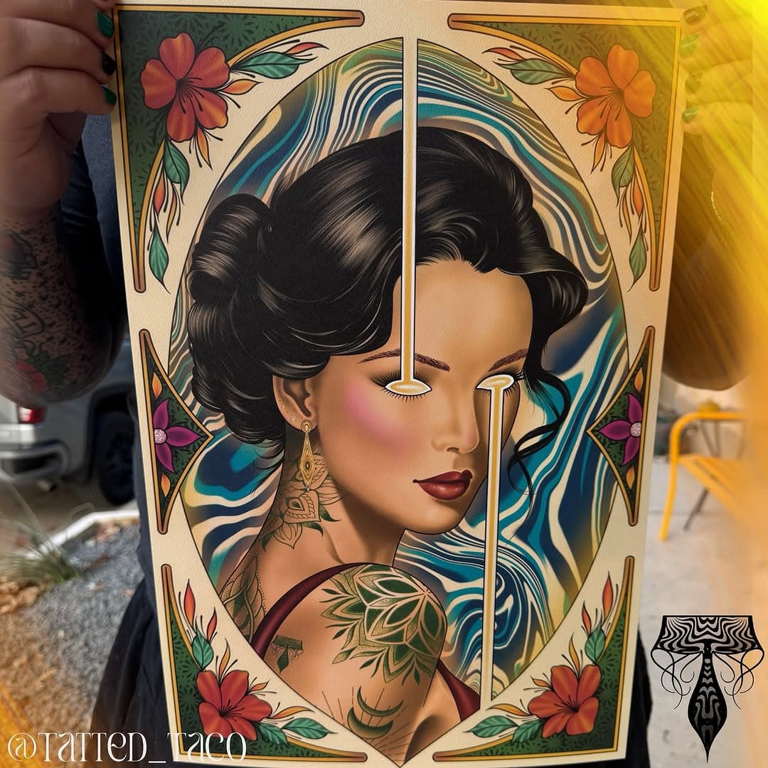 My “Dame Frieden” print is live on our website! 

Visit www.getpokedhere.com to check out our prints available. 💛

Booking in New Braunfels, Texas 
•
Artist: @tatted_taco 
Studio: @tatted_dream 
•
•
•
#tattoo #Texastattooartist #GeometricTattoo #ColorTattoo #Neotraditional #geometrica #art #NewBraunfels #SanMarcos #Texas #Sanantonio #floridatattoo #delraybeach #Schertz #kyle #texas #Austin #Sanantonio #GeoTattoo #ink #blackandgreytattoo #realistictattoo #tattedtaco #backtattoo #traditionaltattoo
