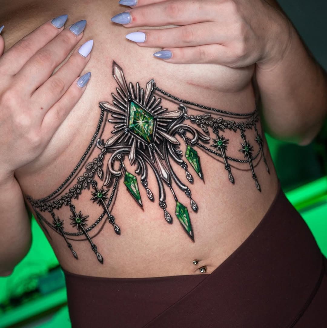 Two day sternum piece for my tough client! Obsessed with the details of this one! I have a couple spots left on my spring schedule, link in bio to request an appointment ✨
.
📸 @kostik_dry 
.
#tattoolove #blackworkers #femininetattoo #inkedwomen #tattoosforwomen #blackworkers #ink #tattooedwomen #womenwhotattoo  #tattooart #tattoosofinstagram #girlswithtattoos #inkaddict #jewelrytattoos #saltlakecitytattoo #tattoosleeve #tattooflash #inkmaster #tattoooftheday #witchytattoo #tattoosforwomen #femaletattooartist #coloradotattoo #jewelrystyle #tattooideas #denvertattoo #denvertattooartist #coloradotattooartist