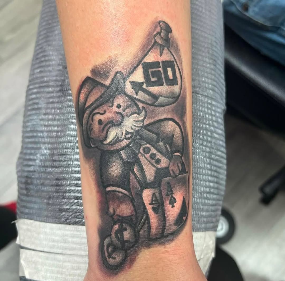 When the game of life becomes art 🎩💵 Monopoly vibes brought to life in this epic tattoo – a tribute to the hustle, strategy, and never backing down. What’s your next move? Openings available all week! Rachel is taking walk ins today! 📍13520 Perkins Rd. (Off Siegen Ln. by the St. George Fire Dept.) 225.223.6477! 📱 WALK-INS ALWAYS WELCOME! #tattoo #ink #tattoos #inked #tattooer #inkedup #tattooing #inklife #tattooist #art #tattoolife #bodyart #tattooshop #piercings #tattooartist #bodypiercings #tattoostudio #BatonRouge #tattooedlifestyle #getinked #sacredarttattoo #Louisiana #shoplife #gettattooed #sacredarttattoostudio #LSU #walkinswelcome