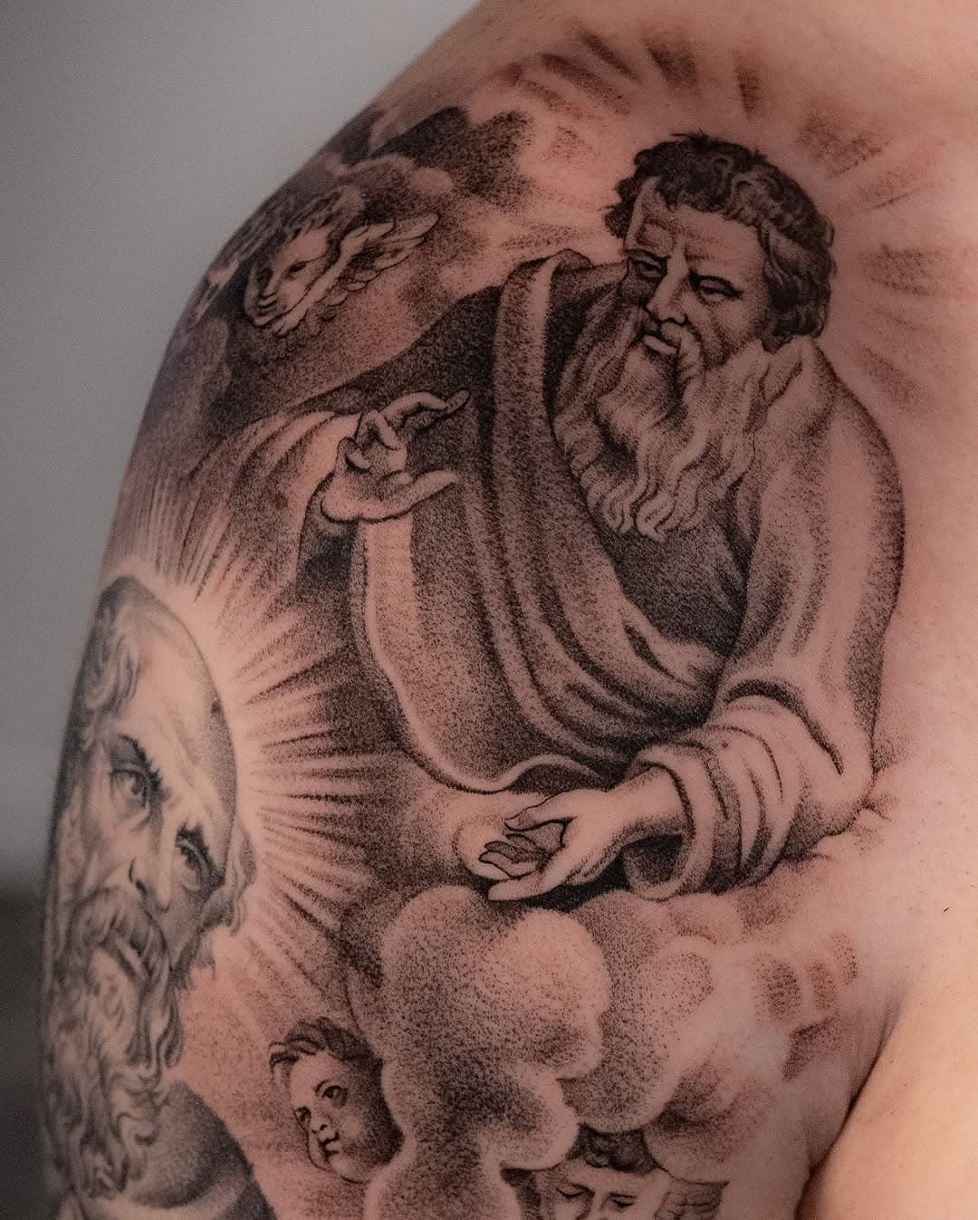 Full sleeve in progress 

#religioustattoo #tattoo #blackandgreytattoo #tattoos #tattooflash #inked #tattooartist #blackandgrey #ink #art #religioustattoos #tattooed #oldschooltattoo #realistictattoo #jesustattoo #tattooideas #religious #tattooart #traditionaltattoo #finelinetattoo #tattoolife #crosstattoo #3rl #rosetattoo #realismtattoo #blackwork #vintagetattoo #prisontattoo #rosarytattoo #portraittattoo