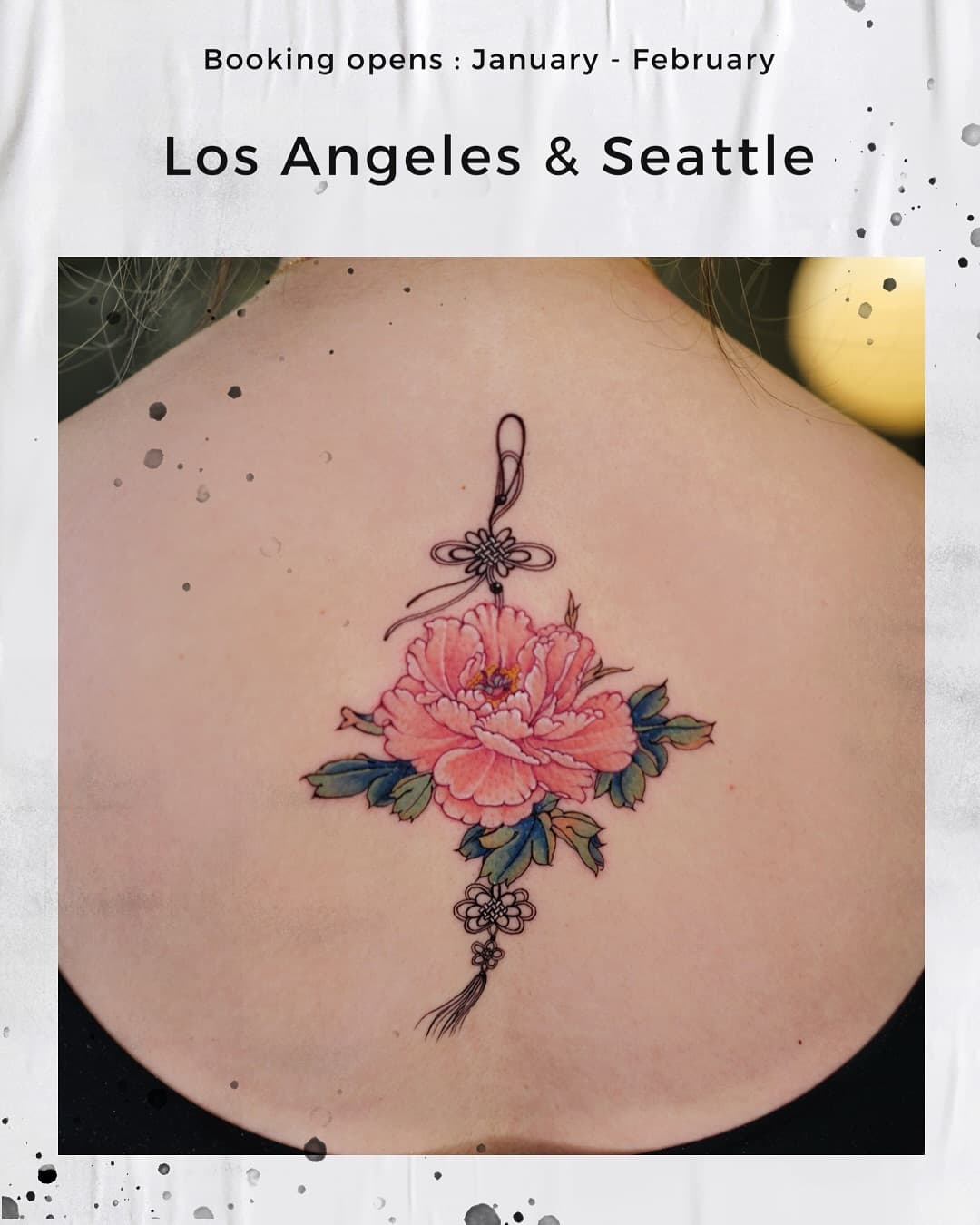 Hello my social friends, I’m now accepting tattoo bookings for:

Los Angeles at @inkgarden : January - February
Seattle at @nieustudio : February 25 - March 1

If you’re interested, please use the booking link in my bio. For any questions, feel free to email me at hello@firstjing.com.

Looking forward to creating with you!