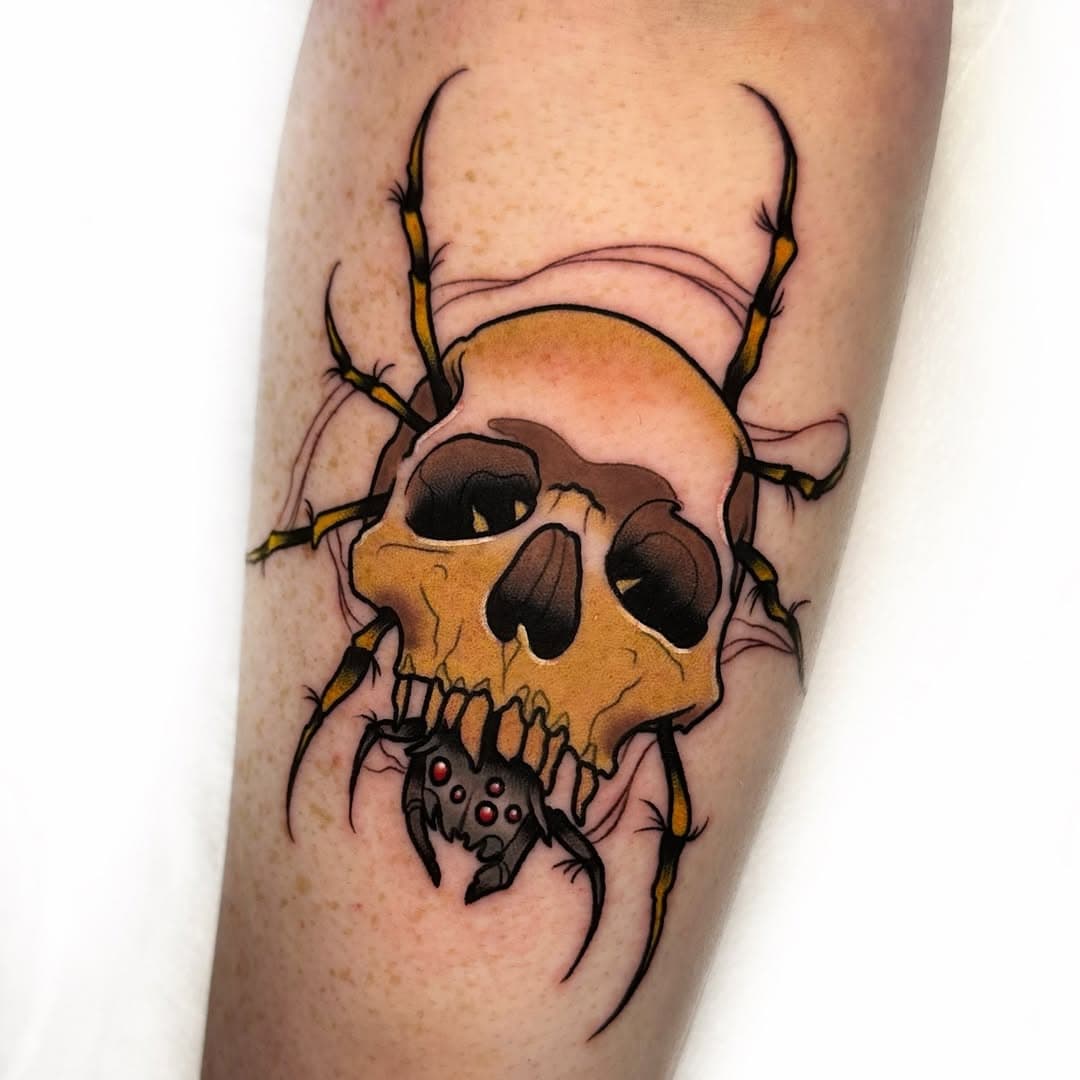 Skulltula from Zelda! He’s a creepy little critter🕷️ Thank you Mat!
@pristineink @heliostattoo #zelda #legendofzelda #gamertattoos #gamer #skulltattoo #dallastattooartist #neotraditional