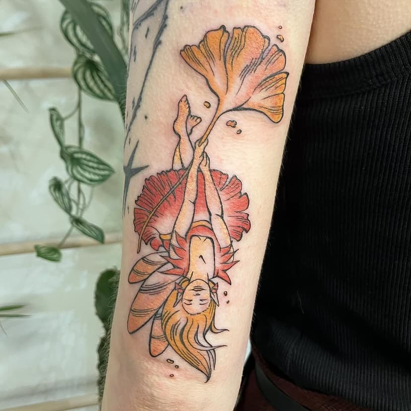 Ginkgo flower fairy from my flash for the wonderful Lily, who not only picked out my favourite fairy design but also brought me the CUTEST gift! 🍄✨ 

Thank you so much for supporting me on my guest spot, and for being such a gem to tattoo! 🥹🍄✨

✉️ mellerdramatc@gmail.com
🌟 www.avantarttattoo.co.uk

#tattoo #tattoostyle #tattooideas #tattoos #illustrativetatoo #neotrad #neotradtattoo #colourtattoo #fairy #flowerfairy #fairytattoo #newleaftattoo #newleaftattoonorwich #fairyillustration