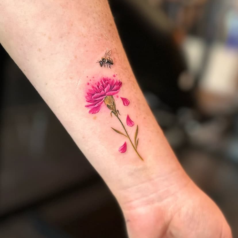 Delicate, colorful, and feminine 🌸✨ This realistic flower tattoo with a little bee brings nature to life! Perfect for those who love unique, artistic designs. 🐝💕
Work in @rock_n_roll_tattoo_mallorca 
Support by @emalla.official 

👉 Follow for more inspiring tattoo art and book your session today!

#tattoo #flowertattoo #realistictattoo #colortattoo #beetattoo #femininetattoo #tattooideas #tattooinspiration #tattooart #tattooartist #inked #tattoooftheday #tattoolovers #tattoolife #newtattoo #instatattoo #mallorca #polishabroad #santaponsatattoo #santaponça #santaponsa #santaponca 

color tattoo, feminine flower tattoo, realistic tattoo, bee tattoo, Mallorca tattoo artist.