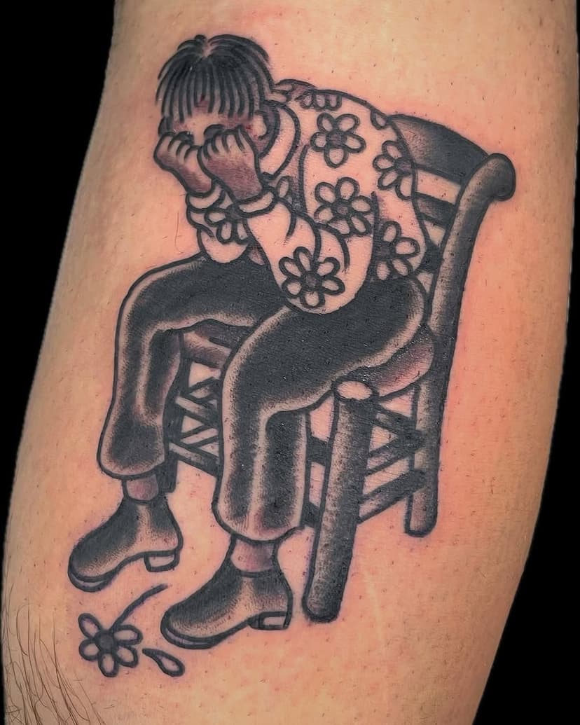 Sad man by @elvitorio #lembruix #lembruixtattoo #realtattoos #traditional #oldwork #oldschool #tradi #traditattoos #tradtattoos #sadman #tattoo #tatuajes