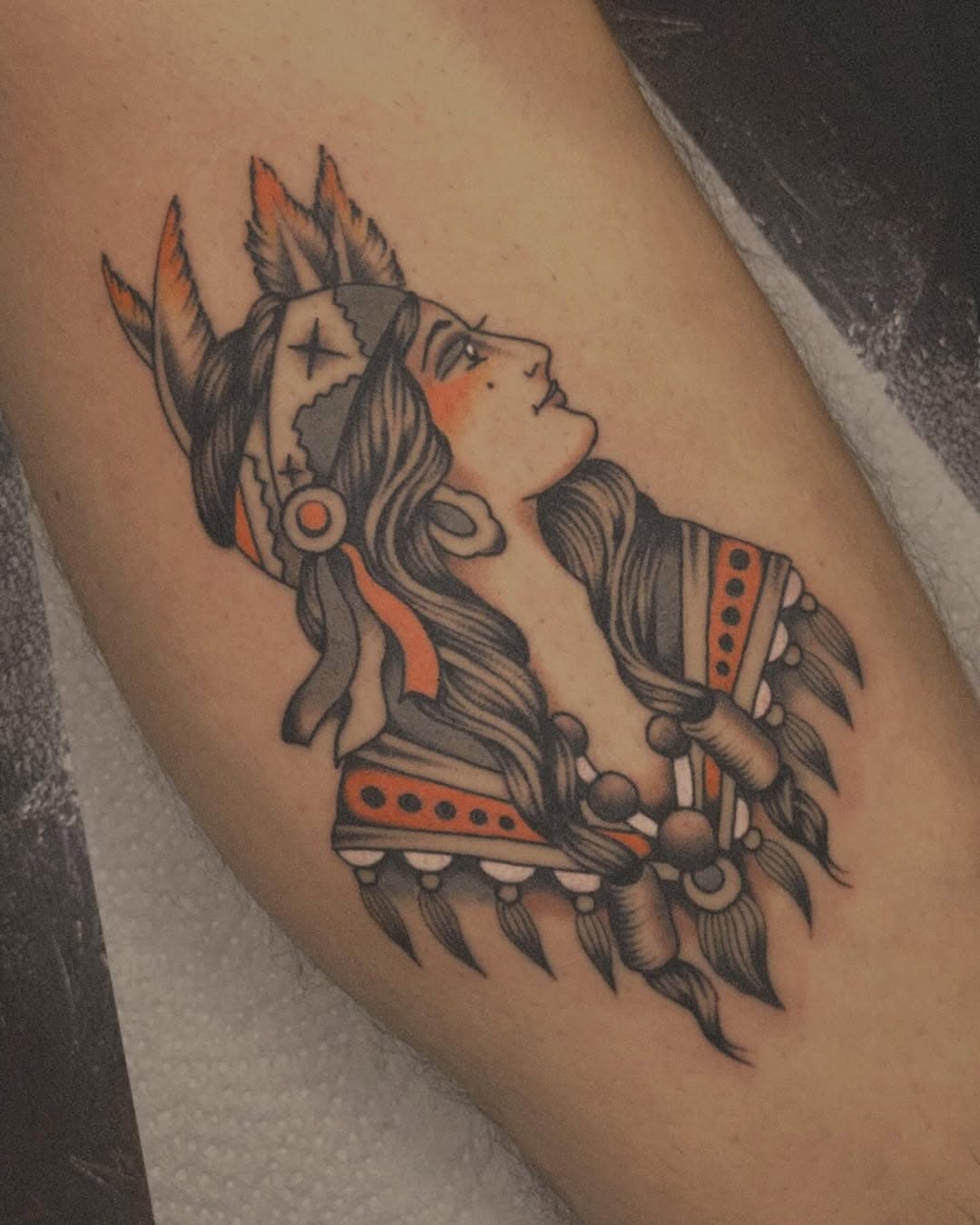 Had an awesome time at @_rosemary_tattoo_ in Biarritz last July. Great vibes, great people, and a warm welcome all around! This Native American lady was done on Clément, who sat like a rock for it. Always a pleasure to work on these classic designs, with their rich symbolism and timeless aesthetic.

If you’re into Native American tattoos and want one in this style, hit me up! Let’s make it happen.
***************************
For tattoo appointments email:
adrien.tender@gmail.com
***************************
#TattooArt #TraditionalTattoo #NativeAmericanTattoo #TimelessDesign #TattooCulture #TattooLife #ClassicInk #BiarritzTattoo #TattooCommunity #InkVibes