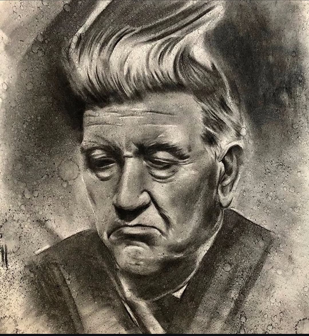 The truly unique, incomparable David Lynch has left us 😢
‘Life should be blissful, and blissful doesn’t mean just a small happiness. It’s huge. It’s profound‘ 
Charcoal drawing of the man himself from a few years back.