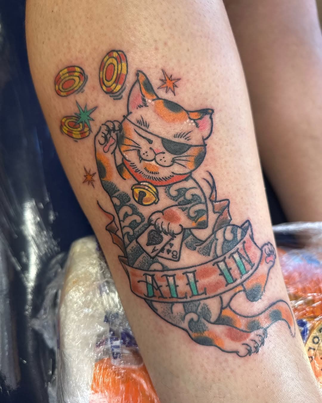 Tatted up Gambling cat, for @richie_on_the_loose Thanks Bro!