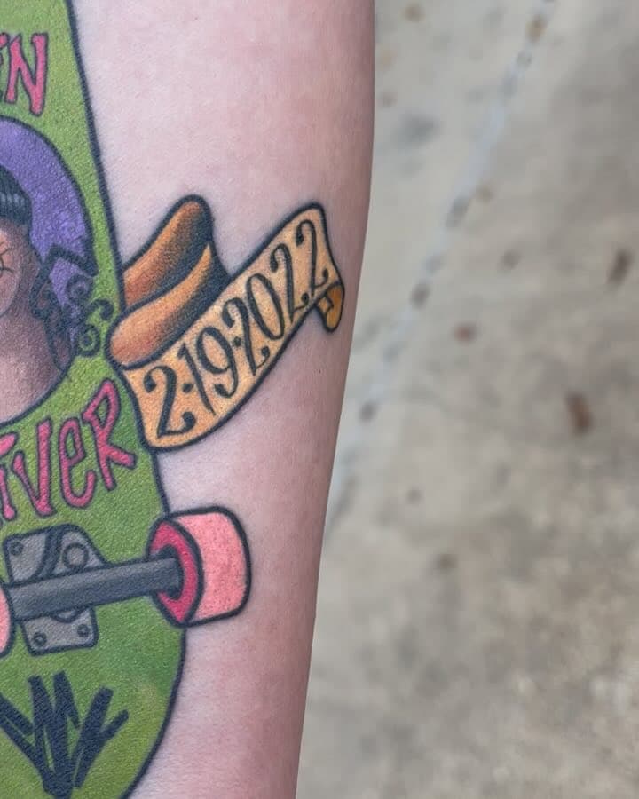 So many thanks to the Driver clan for these fun memorial tattoos!  #memorialtattoos #illustrativetattoo #colortattoos #ottertattoo #huntersthompsontattoo #skateboardtattoo #fordmustangtattoo #tooltattoo #sigsauertattoo #ledzepplintattoo #cliffcollardartist #cliffcollard #arsenaltattooanddesign #historicdowntownbryantx #historicdowntownbryan #bryantexastattooartist