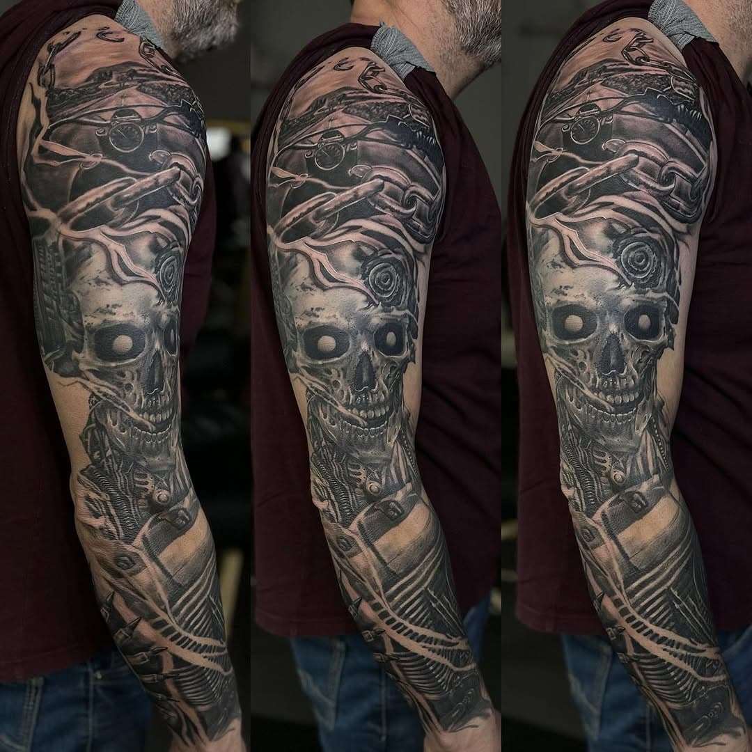 Matt’s full sleeve almost complete! @hive.tattoo.sarnia #jeremyzettlertattooer#blackandgrey#realism#sarnia#sarniatattoo#art#tattoos#lakehuron#stclairriver#thehivesarnia#frontstsarnia