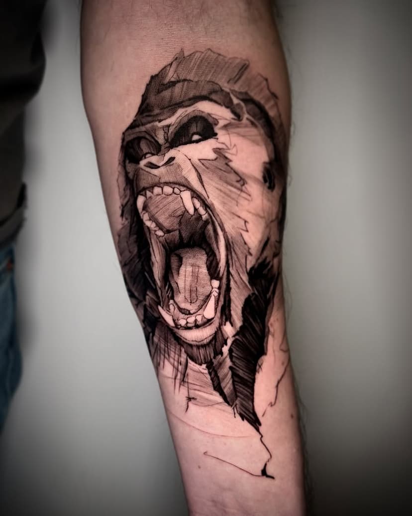 Gorille graphique gorille 🦍 
.
🙏 Merci Rémi de m’avoir confié ton projet
.
✉️ Pour toutes demandes, contactez-moi par mail à l’adresse suivante : calvintattoo35@gmail.com
.
Dermographe: @cheyenne_tattooequipment
Aiguilles: @kwadron
.
Sponsored by
Encres: @worldfamousink.
Supplier: @killerinktattoo.
Soins: @formybiotattoo.
.
#gorilla #monkey #ape #graphicdesign #graphic #teamktf  #art #arttattoo #tattoos #tattoo #ink #inked
#kaliltattoofamily #kaliltattoofamilyreunion #rennes #rennesmaville #rennestattoo #tatouagerennes
.
@kaliltattoofamily @kaliltattoofamilyreunion @avecandco