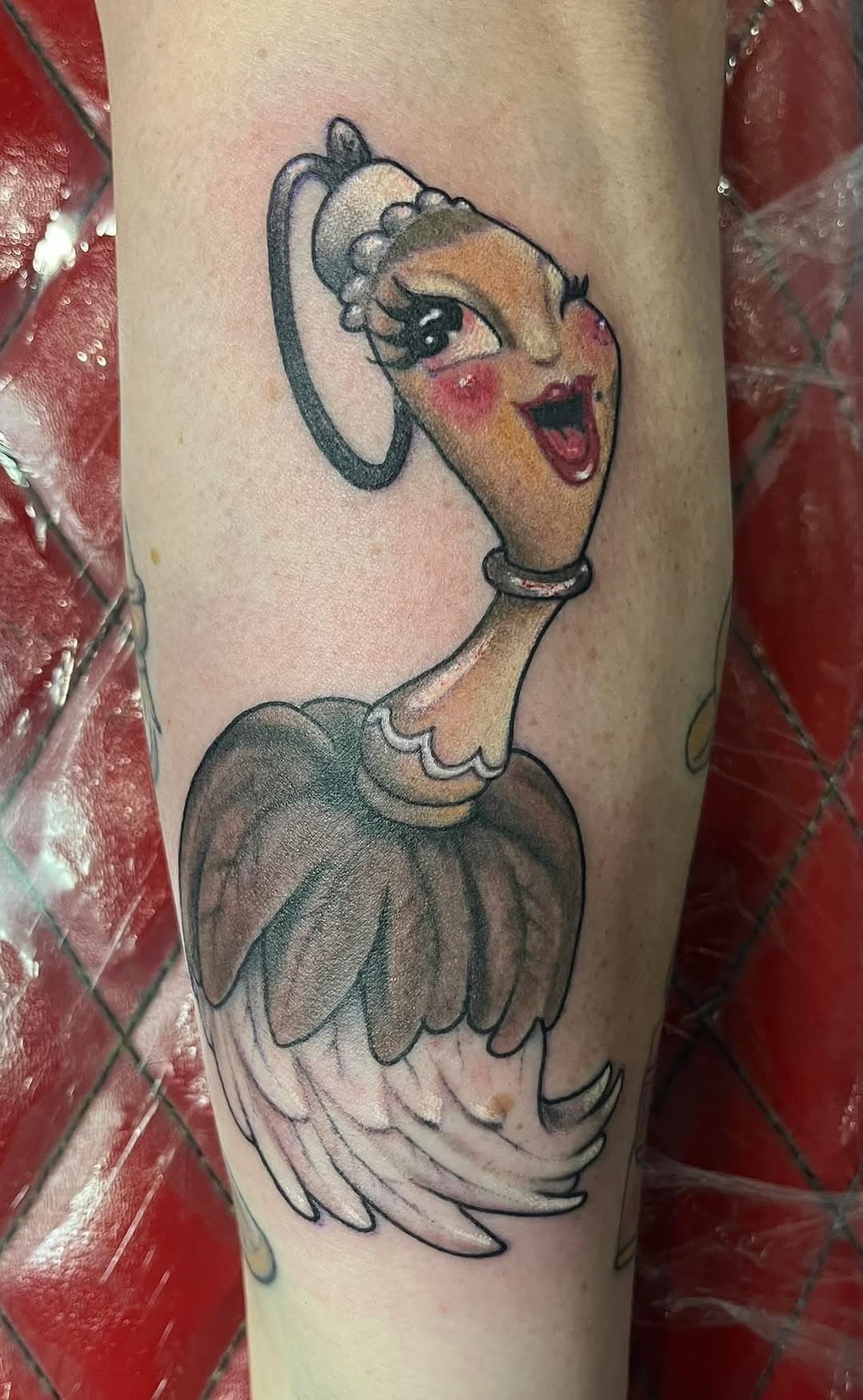 Feather duster from Beauty and the Beast, so much fun!! Thanks Anna Guzman for always getting fun stuff to tattoo. 
Love doing cartoons and such, let me know whatcha wanting!