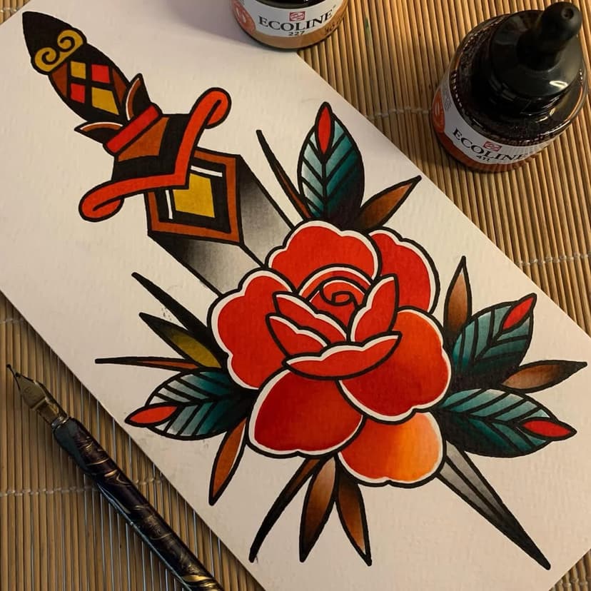 Disponível para tatuar! #tattooundergroundsp #adagatattoo #daggertattoo #adaga #dagger #eduardotrigueiro #rosa #rose #rosatattoo #rosetattoo #tattoo #tatuagem