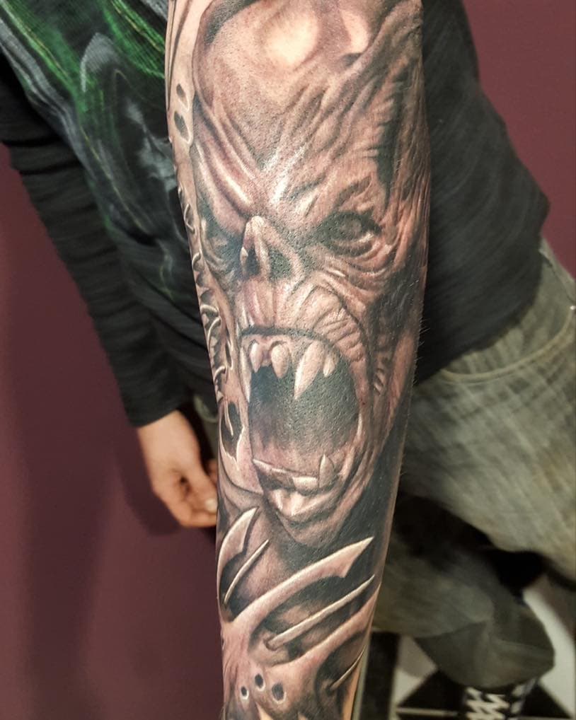 Steve Warner doing his black and gray realism. Book a free consultation through our website www.steeladdictions.com