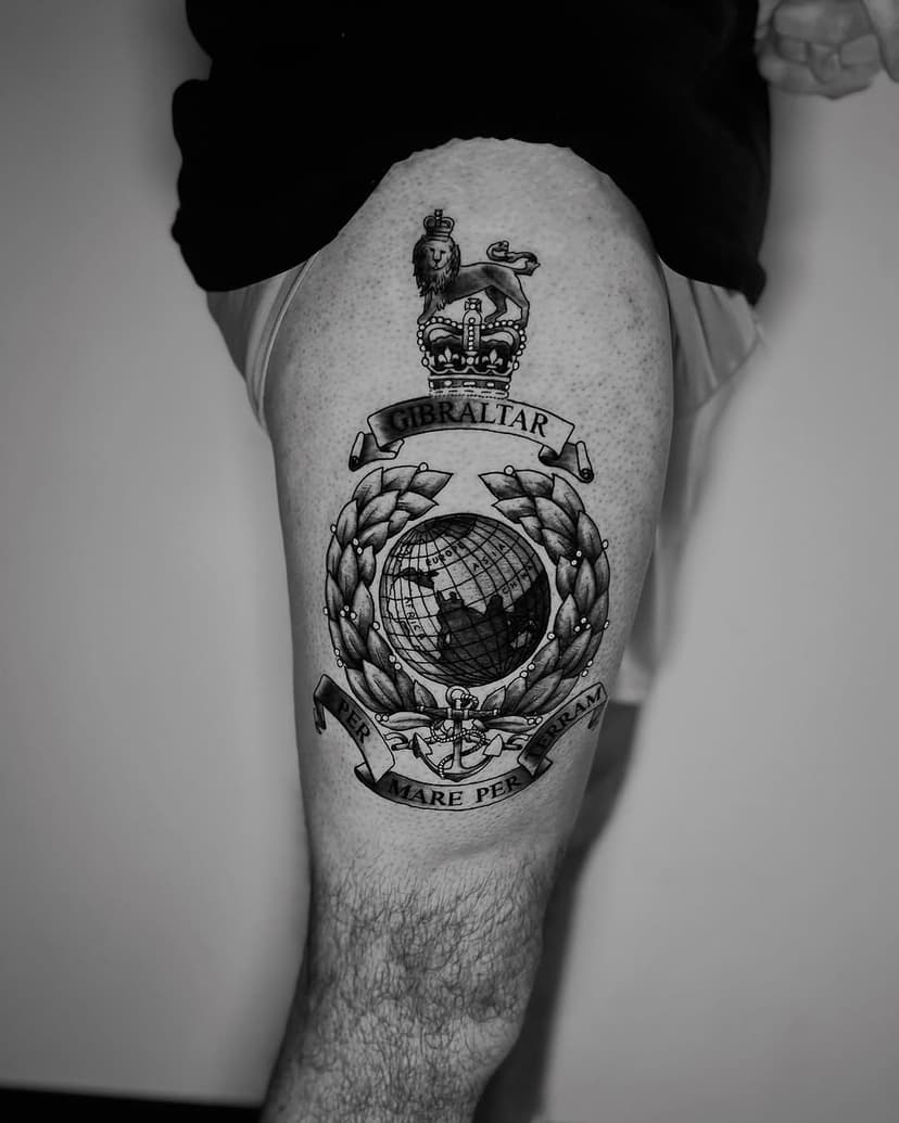 G & L 
-
Established in 1664, the UK amphibious commando fighting force. 
-
#tattoo #tattoos #uktattoo #bristol #bristoltattoo #globe #globeandlaurel #royal #royalmarines #royalmarinescommando #commando #navy #badge #crest #corps #veteran #veteranowned #bootneck #blurtattoo