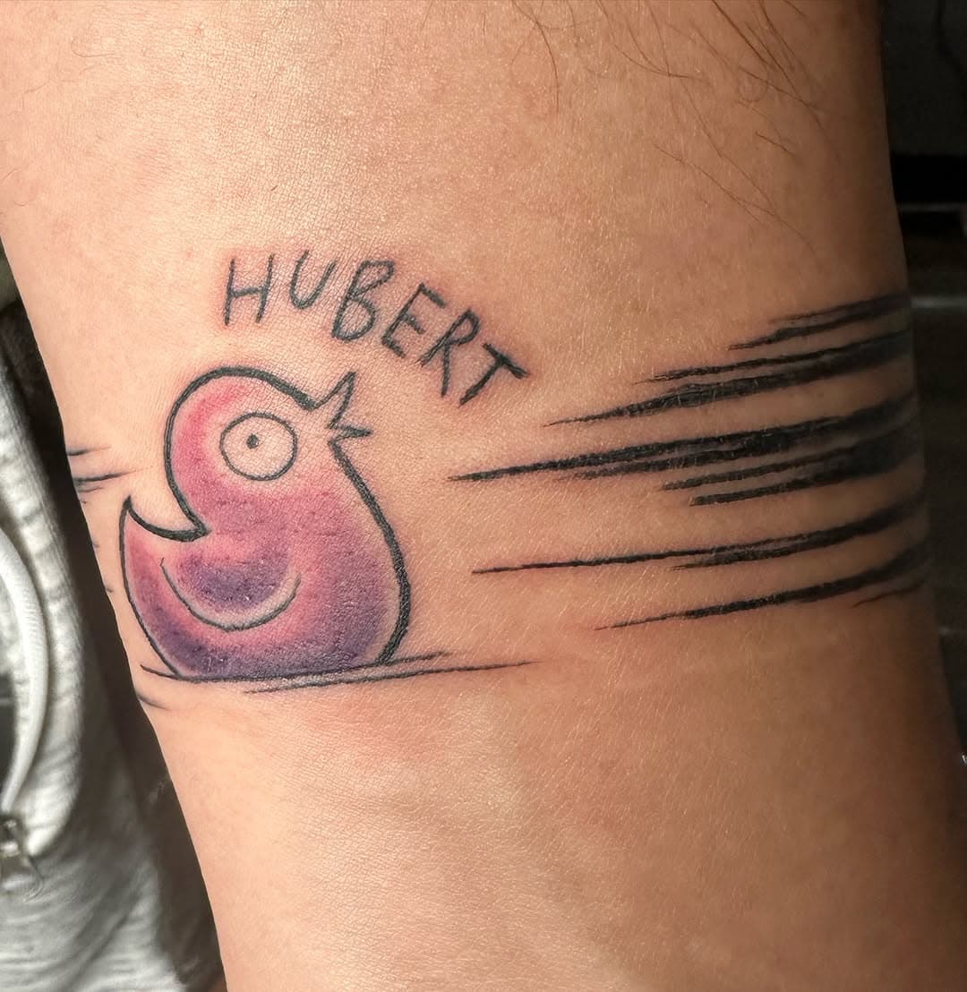 h u b e r t • he just showed up one day #tattoo#hubert#tattoos#ducks#bellingham #bellinghamtattoo#frankfurt#frankfurttattoo