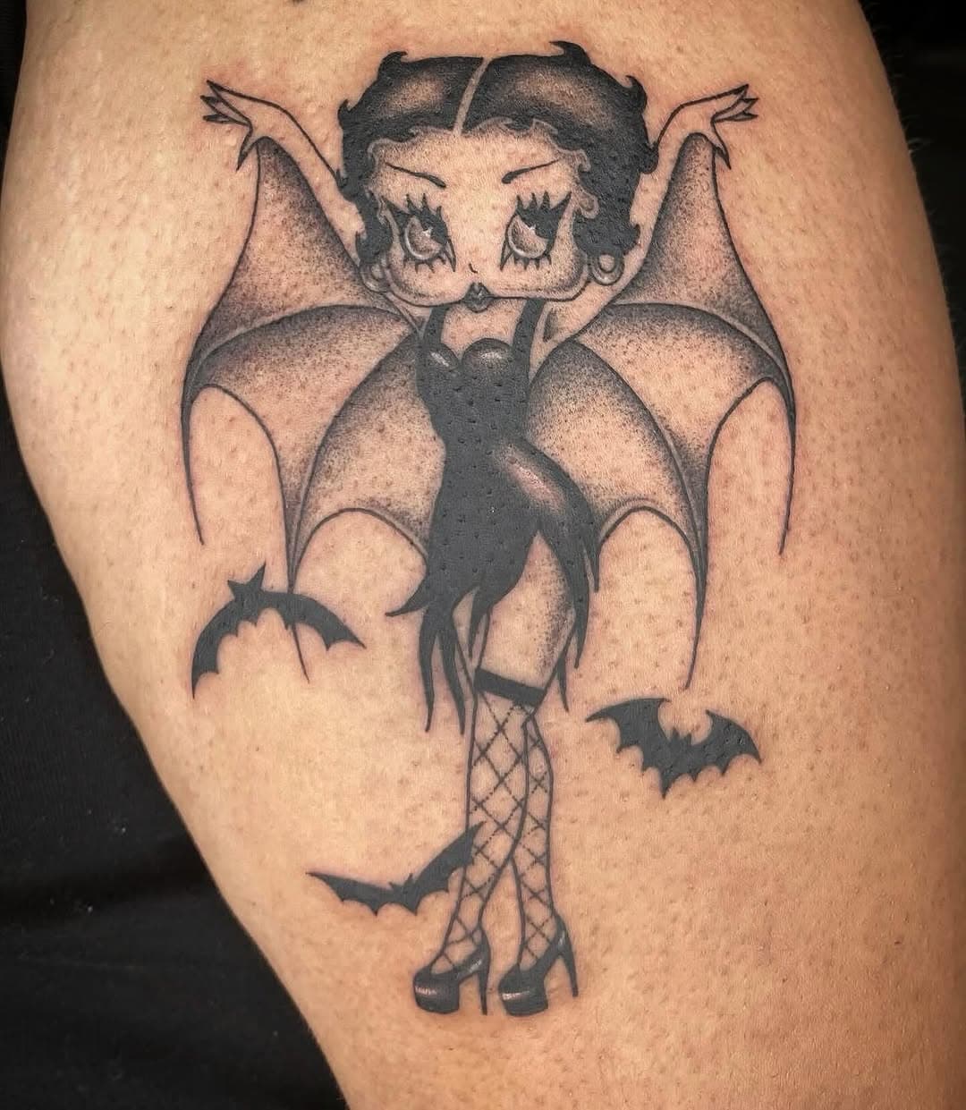 Done by @arleniepie DM for availability.  She has a few spots left for this month and is currently booking for the February.  #tattooshop #tattooing #tattooed #covina #betty #gothgirl #fkirons