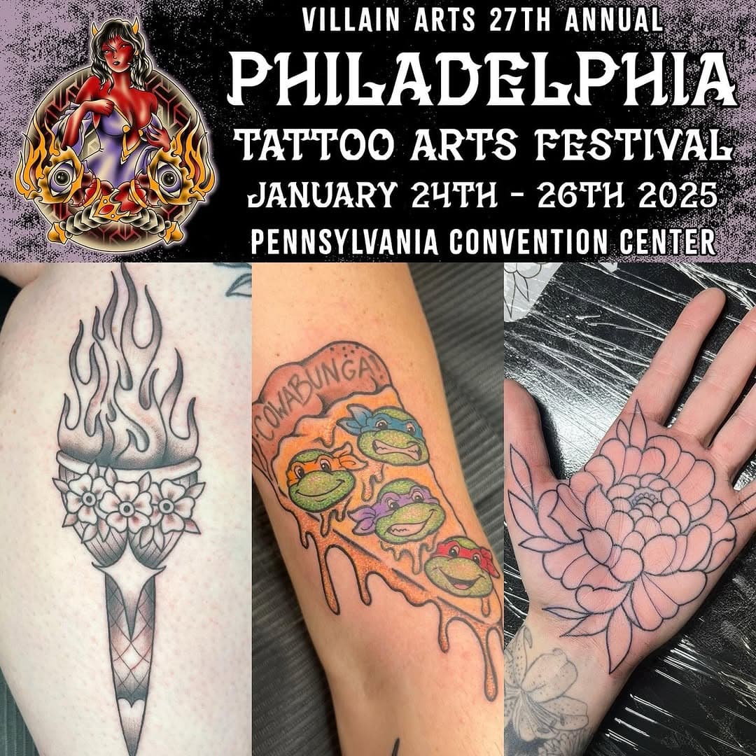 Hey everyone!! Late post 😩 but I’ll be tattooing at the @villainarts Philly tattoo convention this weekend with @cinnatatts !! DM to book 🥰
