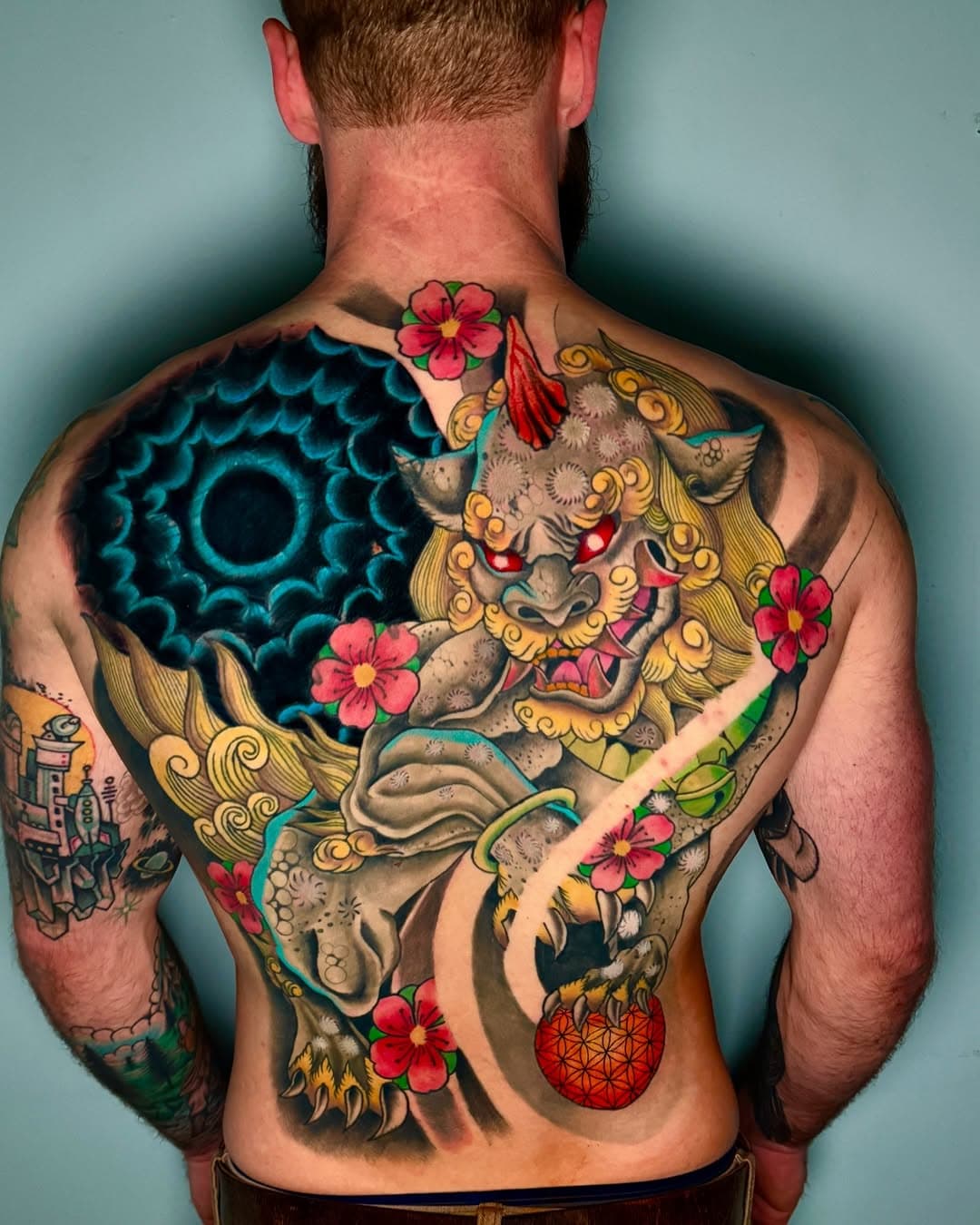 Transforming stories into art ✨ I had the honor of creating this neo-traditional Japanese back piece featuring a fierce foo dog and elegant florals, blending tradition with a modern touch. This design not only represents strength and beauty but also serves as a meaningful cover-up. Proud to bring this vision to life here in Sacramento! 🐾🌸 

#NeoTraditional #JapaneseTattoo #FooDogTattoo #TattooArt #SacramentoTattooArtist #JapaneseBackPiece #TattooCoverUp #TattooTransformation #NeoTraditionalArt #TattooInspiration #FooDogArt #JapaneseStyleTattoo #BackPieceTattoo #CaliforniaTattoo #TattooCollector #NeoTraditionalJapanese #SactownInk #TattooJourney #FloralsAndFoo