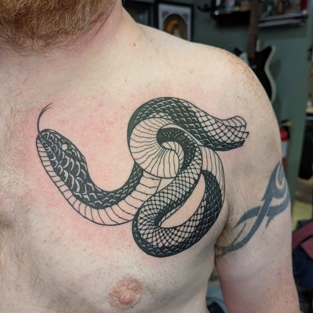 1st session on this snake.  More to come.
#snaketattoo @nakedarttattoosmd