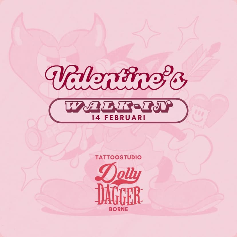 💘 Valentine’s Walk-In bij Dolly Dagger! 💘

Op 14 februari organiseren wij een walk in day die gepaard gaat met super toffe acties bij Tattoostudio Dolly Dagger in Borne! ✨

💉 Piercings: 1 + 1 GRATIS als je met z’n tweeën komt (partner, vriend, vriendin – maakt niet uit!)
🖤 Flash Designs: 14% korting op Valentijnsdag!

Geen afspraak nodig, gewoon binnenlopen en maak samen een blijvende herinnering. Of je nu komt voor een nieuwe piercing of een uniek tattoo design, het wordt een hele gezellige dag! 🖤

📍 Dolly Dagger, Stationstraat 48, Borne
📆 14 februari 2025

❤️‍🔥 SAVE THE DATE ❤️‍🔥

Tag je partner in crime! Zien we je dan?💌

#valentineswalkin #tattoo #tattooart #piercingactie #tattooflash #valentijnsdag #piercings #piercer #tattooideas