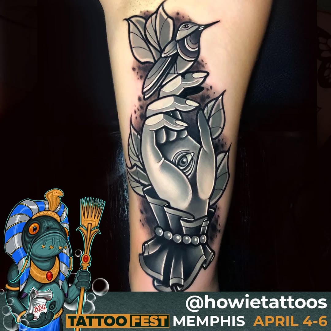 Artist: @howietattoos
@memphistattoofestival 
April 4-6, 2025 at the Renasant Center
Purchase your tickets by visiting memphistattoofestival.com or clicking the link provided in our bio.