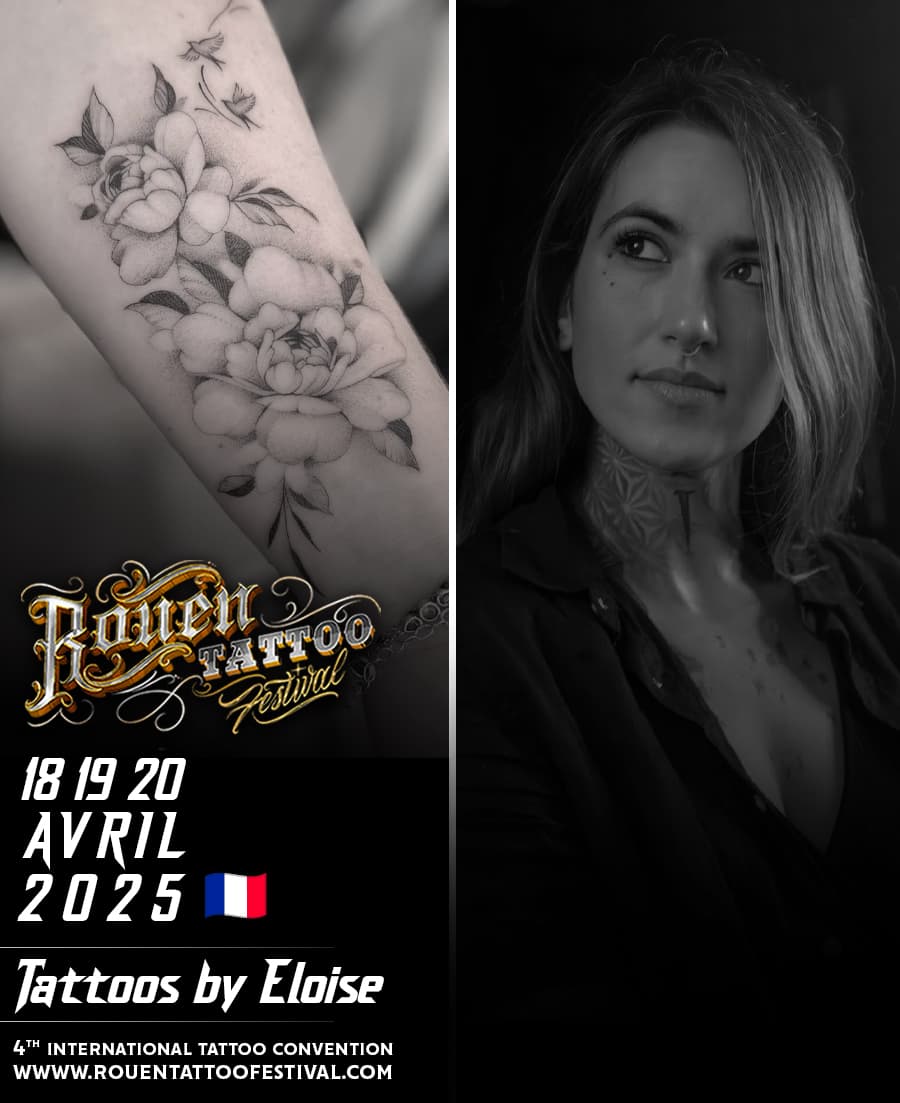 🎟 Billetterie:
https://shotgun.live/fr/events/rouen-tattoo-festival-2025

@tattoosbyeloise sera présente lors du ROUEN TATTOO FESTIVAL 2025 !

🖌️ Artiste : @tattoosbyeloise 
📅 18-19-20 Avril 2025 📅
Rouen Parc Expo

🌐 Website : www.rouentattoofestival.com
👍 Facebook : RouenTattooFestival
✉️ Mail: rouentattoofestival@gmail.com
📺 Instagram : Rouen Tattoo Festival

🤝 Partenaires:
@europe2
@rouenexpoevenements
@formybiotattoo
@deauvilletattoofestival
@tattoowasbetterbefore
@worldtattooevents
@acehotelfrance
@dynamiccolor
@cheyenne_tattooequipment
@kwadron
@triumphrouen
@onink.fr
@mc_coys_
@delirium_brewery
@ogtattoosupply
@metropole_rouen_normandie
@devilish_tattoo
@NOECINEMA

#rouen #tattoo #tatouage #tatouages #inked #ink #inkedgirl #inkedboy #piercing #tattooartist #tatouagenormandie #guestspotnormandie #tattooconvention #newschool #chicanos #oldschool #realistictattoo #normandietattoo #traditionaltattoo #formybiotattoo #worldfamous #rouentattoo #worldtattooevent #girlwithtattoo #normandy #internationaltattooconvention #deauvilletattoofestival #normandie #rouentattoofestival