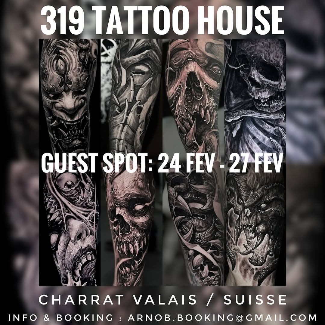 Hey les amis Suisses , je débarque chez @davidroduit pour un guest du 24 au 27 février ! 

Pour info ou booking direction e-mail: 
Arnob.booking@gmail.com

#switzerland #guesttattoo #frenchartist #bnginksociety #freehandtattoo