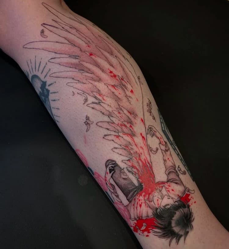 After artwork by Clamp on @_johnnycercueil , done @le.gamin.a.dix.doigts 
.
🇬🇧London: Now booking February 
.
🇫🇷Paris: Accepting request forms for waitlist 
.
.
#tattoo #london #londontattoo #paris #paristattoo