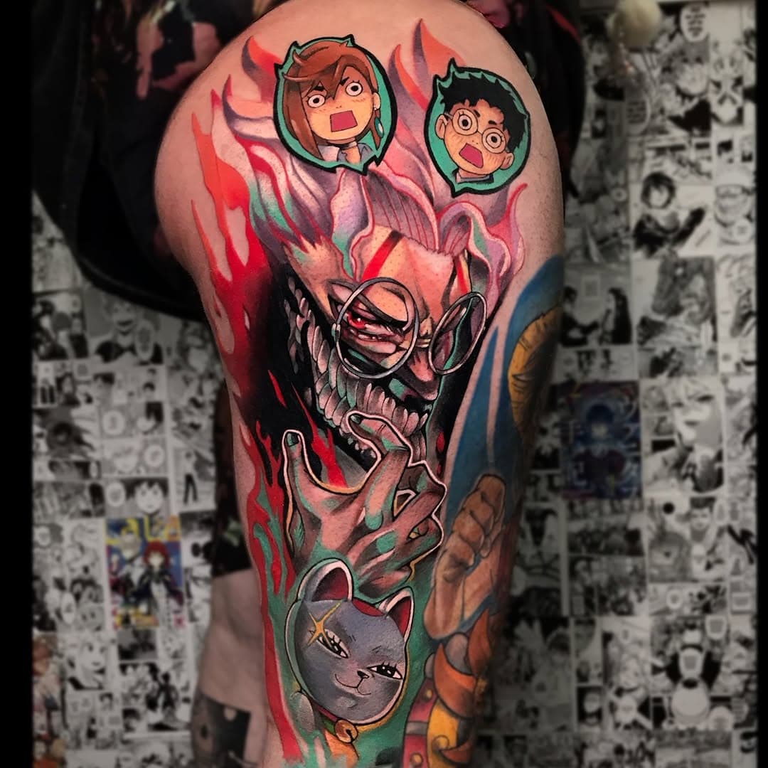 Dandadan🛸 so fun to add little Momo and Okarun

Made with:

👽 @goodguysupply 
👽 @eikondevice 
👽 @fusion_ink 
👽 @thesolidink 

#anime#animetattoos#dandadan#momo#animetattoos#manga#mangatattoo#torontotattoo#winnipegtattoo#calgarytattoo#wpg#animetattooartist#turbogranny#animeconvention#tattooconvention#mangatattooartist