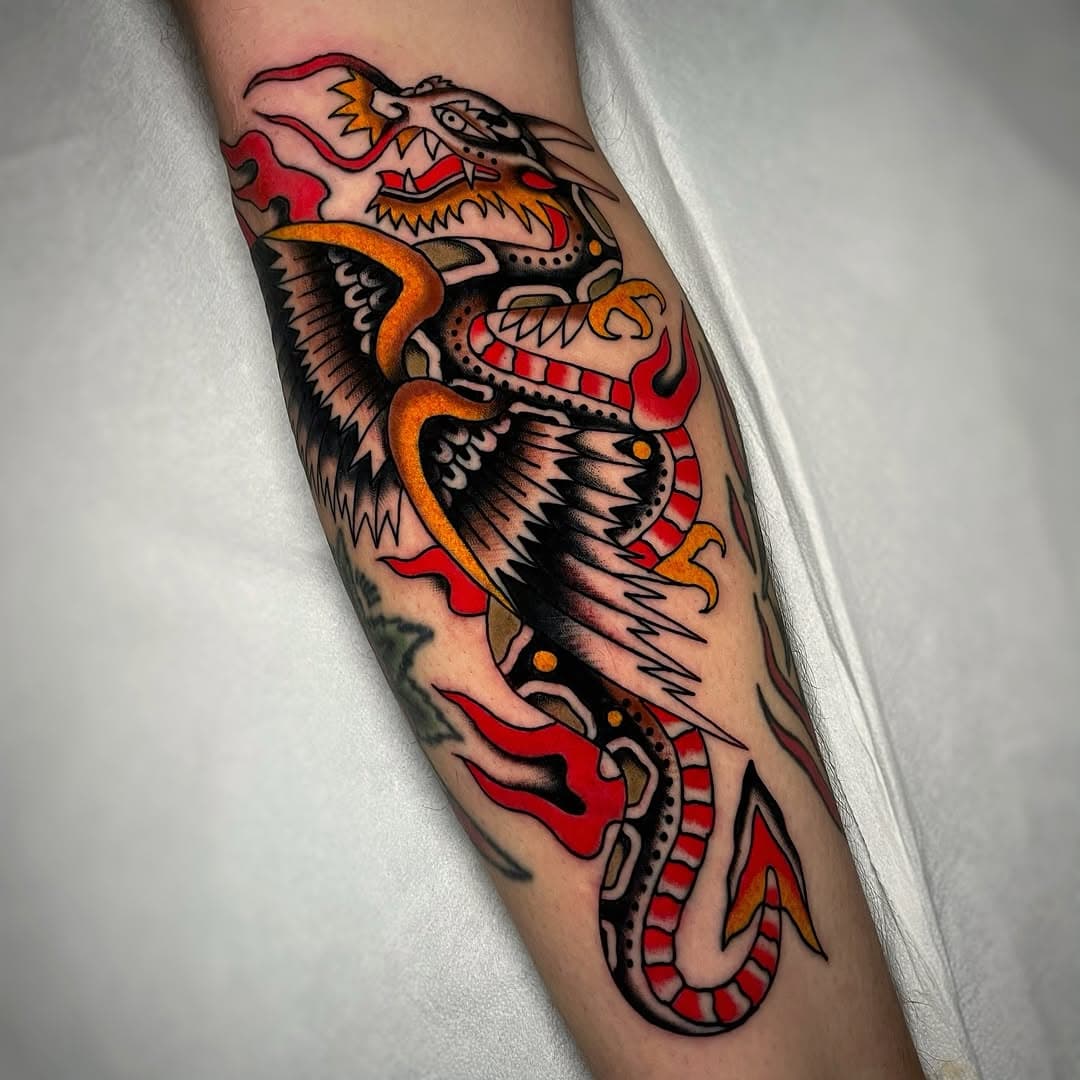 Dragon on the shin for Valerio, thank you, you’ve been a rock! 🐉💪 Done at @nautilus.tattoo tattoo HQ. Wrapping up plans for my next guest spots this year—there won’t be many, but they’ll be fire, so stay tuned! 🔥⚡✨