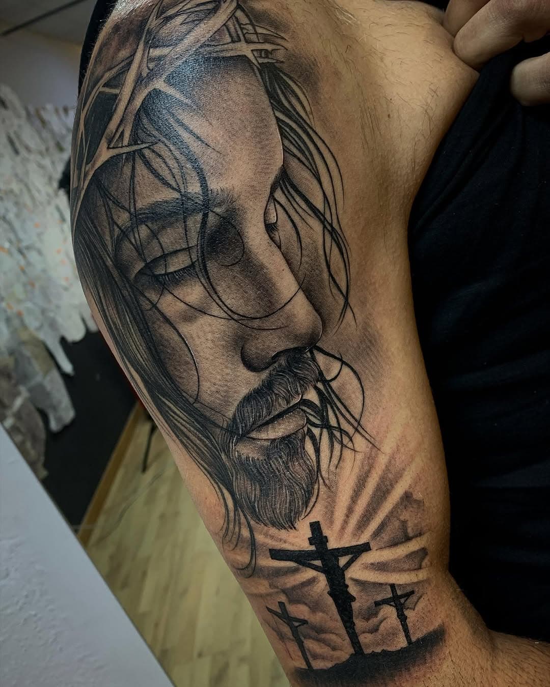 Muchisimas gracias Juan! A sido un placer tatuarte de nuevo!!!! 
.
.
.
. Realizado con @black_mambo_needles 
.
. #blondetattoo #blackwork #blackworktattoo #tattoomagazine #ink #inked #inktattoo #newtattoo #familytattoo #tatt #tatts #tinta #tatted #tattoo #tattoos #tatuaje #tatuajes #tatuadores #tattooartist #tattooart #tattooing #tattooink #tattooist #tattooed #tattooedgirls#tattoostyle #tattoomodel #religioustattoo