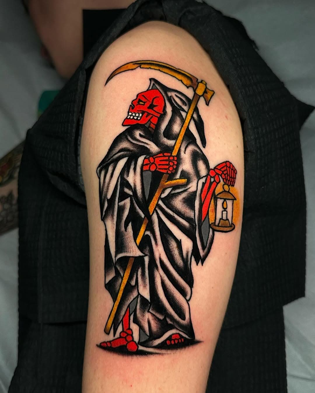 Huge thanks to Christine for the years of support.
She always chooses cool concepts and lets me do my thang.

#austintattooartist #austintattoo #atxtattooartist #atxtattoo #austin #atx #austintexastattoos #austintx #reaper #reapertattoo #red #traditional #traditionaltattoo #tradisrad #traditionalartist #traditionaltattooing #trad #texastattooartist