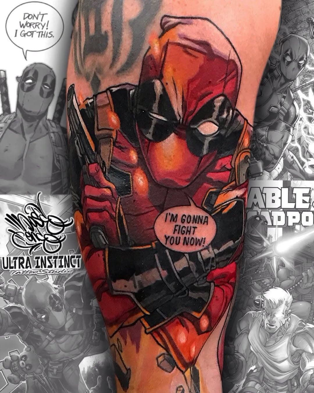 ⚜️DEADPOOL⚜️ Thanks Curtis! Everyone's favorite regenerating degenerate💥 Another addition to a marvel sleeve I'm working on. Magneto's up next🧲
.
.
.
.
.
.
.
.
.
#marveluniverse #marveltattoo #marvel #marvelcomics #deadpoolwolverine #deadpool #deadpooltattoo #wadewilson #wolverine #magneto #colortattoo #colourtattoo #colourtattoos #colortattoos #ultrainstincttattoostudio #ultrainstincttattoo #dosetattoo #bishoprotary #kwadron #kwadronneedles #cheyennetattooequipment #eternalink #allegoryink