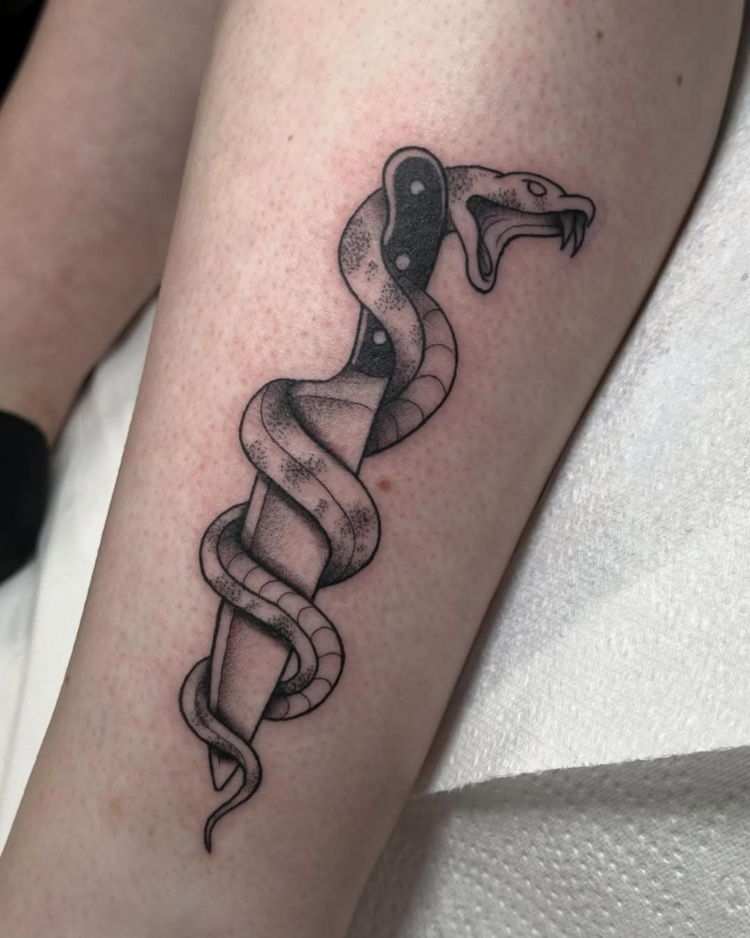 Snake and knife from a few weeks ago 🐍🔪❤️‍🔥

#snaketattoo #knifetattoo #snake #blackworktattoo #blackwork #stipple #stippletattoo #tattoo #tattooideas #tattoodesigns #tattooartist #femaletattooartist #southport #merseyside