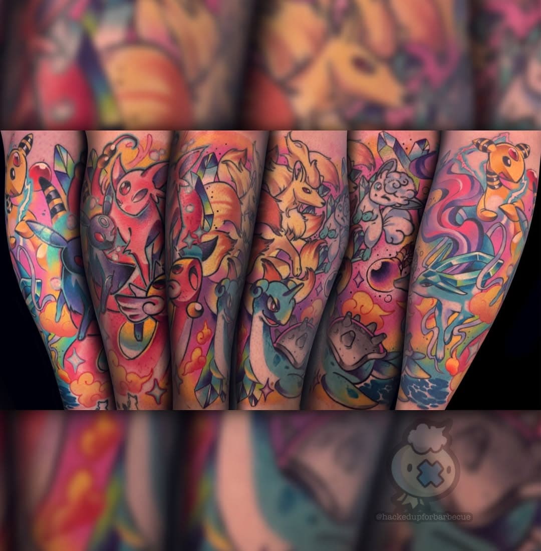 Finished this full color Pokemon half-leg sleeve yesterday for Amanda 👆 We started with Umbreon and Espeon with Dragonair about a year ago now!! I LOVE THEM 😤 This was a ton of fun and I’m always so grateful for the trust and creative freedom y’all give me! Thanks for looking 👋

#pokemon#anime#pokemontattoo#neotrad#colortattoo#pokemongo
@eternalink @worldfamousink @bishoprotary @tatsoul @recoveryaftercare @thesolidink