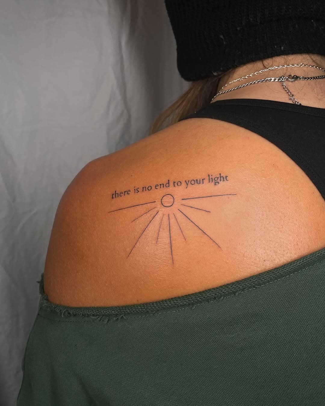 Therr is no end to your light 

#finelinetattoo #suntattoo #letterstattoo #tattootoronto