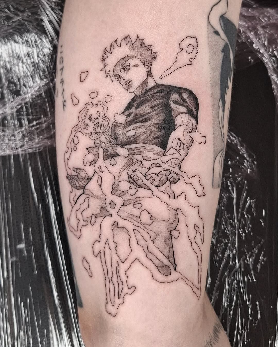 "GOJO THE HONORED ONE " | JUJUTSU KAISEN|
Un plaisir de tatouer cette illustration du Grand GEGE 🥷🏼✨️|
_ _ _ _ _ _ _ _ _ _ _ _ _ _ _ 
#YokaiHermit #animemasterink #animeTattoo #anime #jujutsuKaisen #GOJO #GegeAkutami