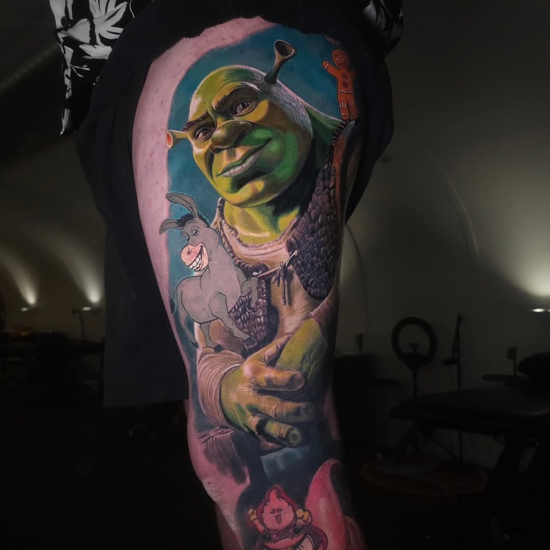 Got some more done on this huge shrek piece that I started at @nztattoofestival for brogan! Few more hours left on it to go! I have a few spots left in February and taking bookings for March and April 2025
Jasonbakertattoos@gmail.com for all bookings and enquiries 😎😎

#shipshapetattoo @shipshapetattoo #killerinktattoo @killerinktattoo #secondskin @secondskintac #metrixneedles @metrixtattoo #shrek #2025 #jasonbakertattoo #nztattoo #art #realismtattoo