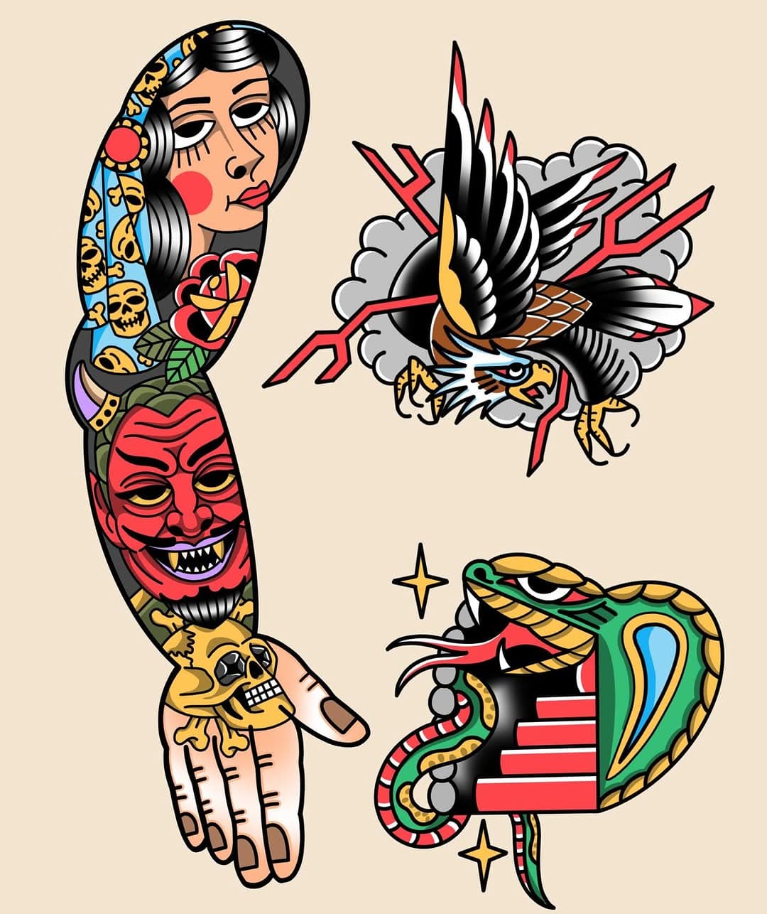New designs always cookin’ @funtown_tattoo 

DM to book✌🏻❤️😁
.
.
.
.
.
.
.
.
.
.
#tattoo #tattoos #traditional #traditionaltattoo #tattooflash #traditionalflash #bright_and_bold #boldtattoos #nj #newjersey #funtowntattoo #oldlines