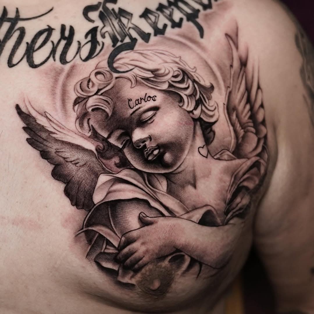 At peace …. Done with @fkirons @fytsupplies @darklabsupplies @industryinksusa @inkjunkeyz #angeltattoo #angeltattoos #angels #angel #miamiattoos #miamiart #miamiartist #art #artgallery #artist