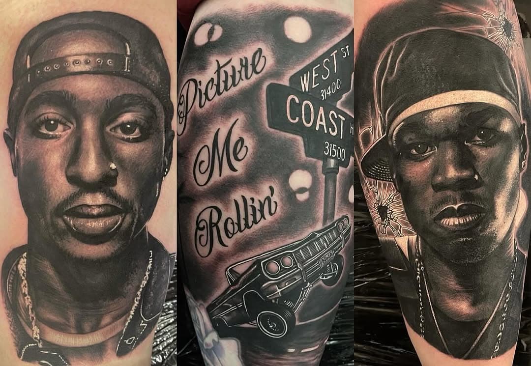 Third day on Tanya’s leg … LOVE THIS PROJECT , more like this pleeeeease ! 🙏 #rapartists #raptattoo #rappers #rappersofinstagram #gangsta #gangstatattoo #tupactattoo #tupac #50cent #50centtattoo #picturemerollin #ezcartridgecouk #inkjunkeyz #inkfreakz #inklovers #realismtattoo #realismtattoos #inked #dynamicink #uktattooartists #uktattoo #kingslynntattoo