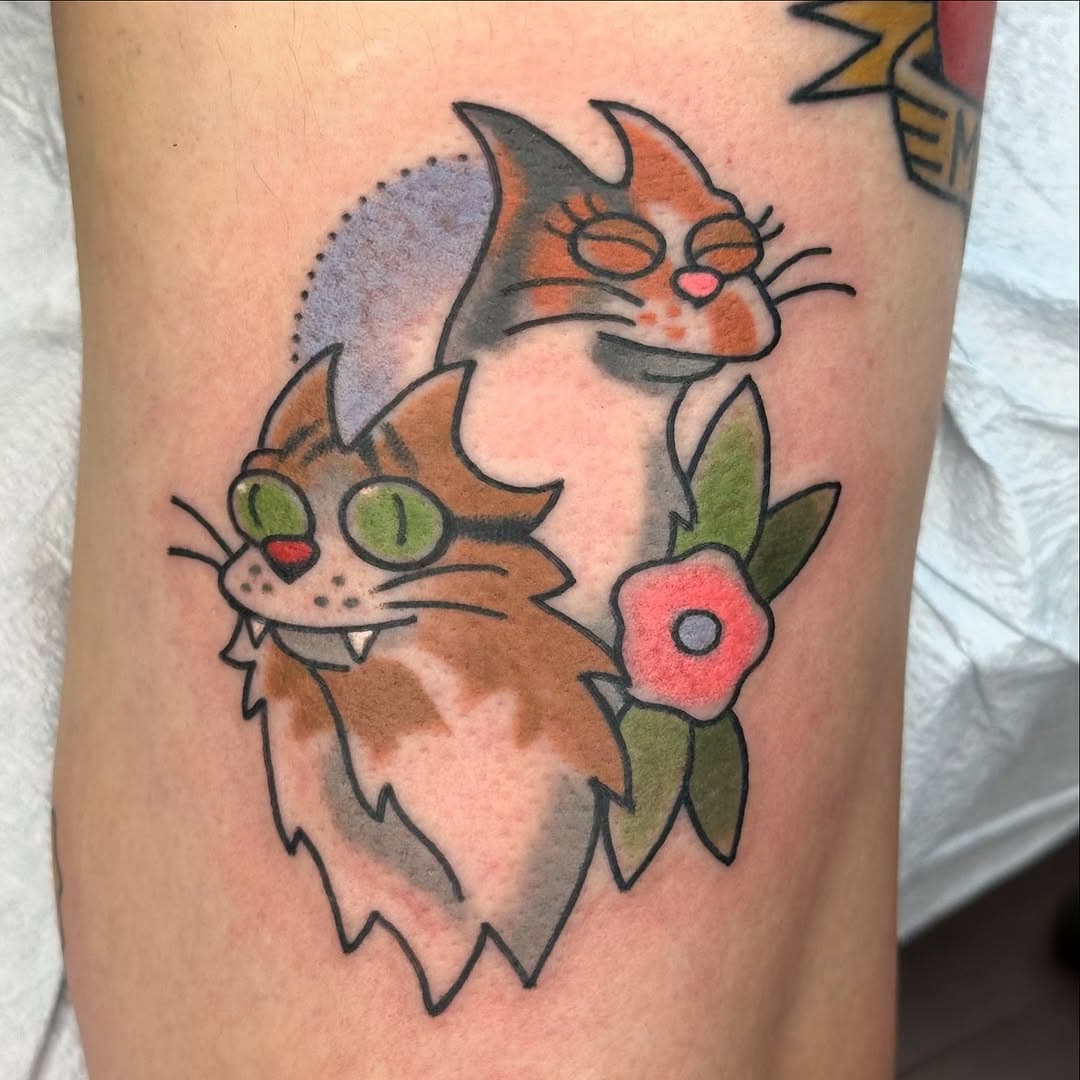 Cat Portraits - The Simpsons style by @verylame 🐈‍⬛ 

#cattattoo #kittytattoo #cattattoos #simpsonstattoo #simpsonstattoos catportraittattoo #cutetattoo #torontotattoo #torontotattooartist