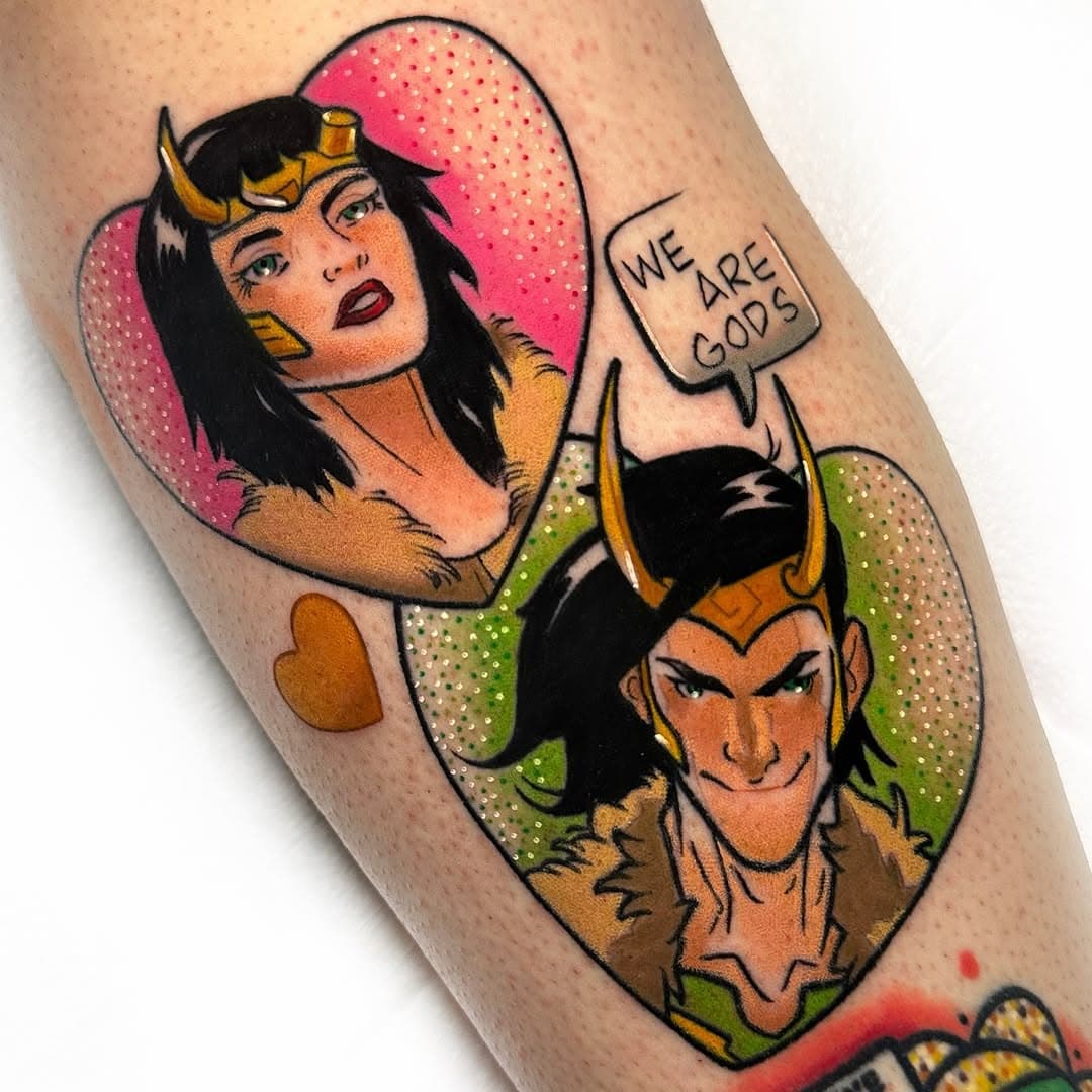 Love is a dagger🗡️ Loki & Sylvie! More comic tattoos please😍 thank you @linzcleary 💖
@pristineink #loki #marvel #marveltattoo #comictattoo #dallastattooartist #glittertattoo