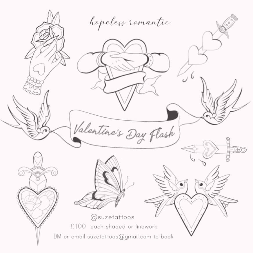 🌹VALENTINES DAY FLASH🌹

❤️‍🔥ALL DESIGNS ARE £100
❤️‍🔥SHADED OR LINEWORK
❤️‍🔥DM OR EMAIL suzetattoos@gmail.com TO SECURE YOUR SLOT

📍N5 2RT

#tattooflash #tattooartist #tattoos #tattoostyle #tattooideas #valentinesdayflash #valentinesday