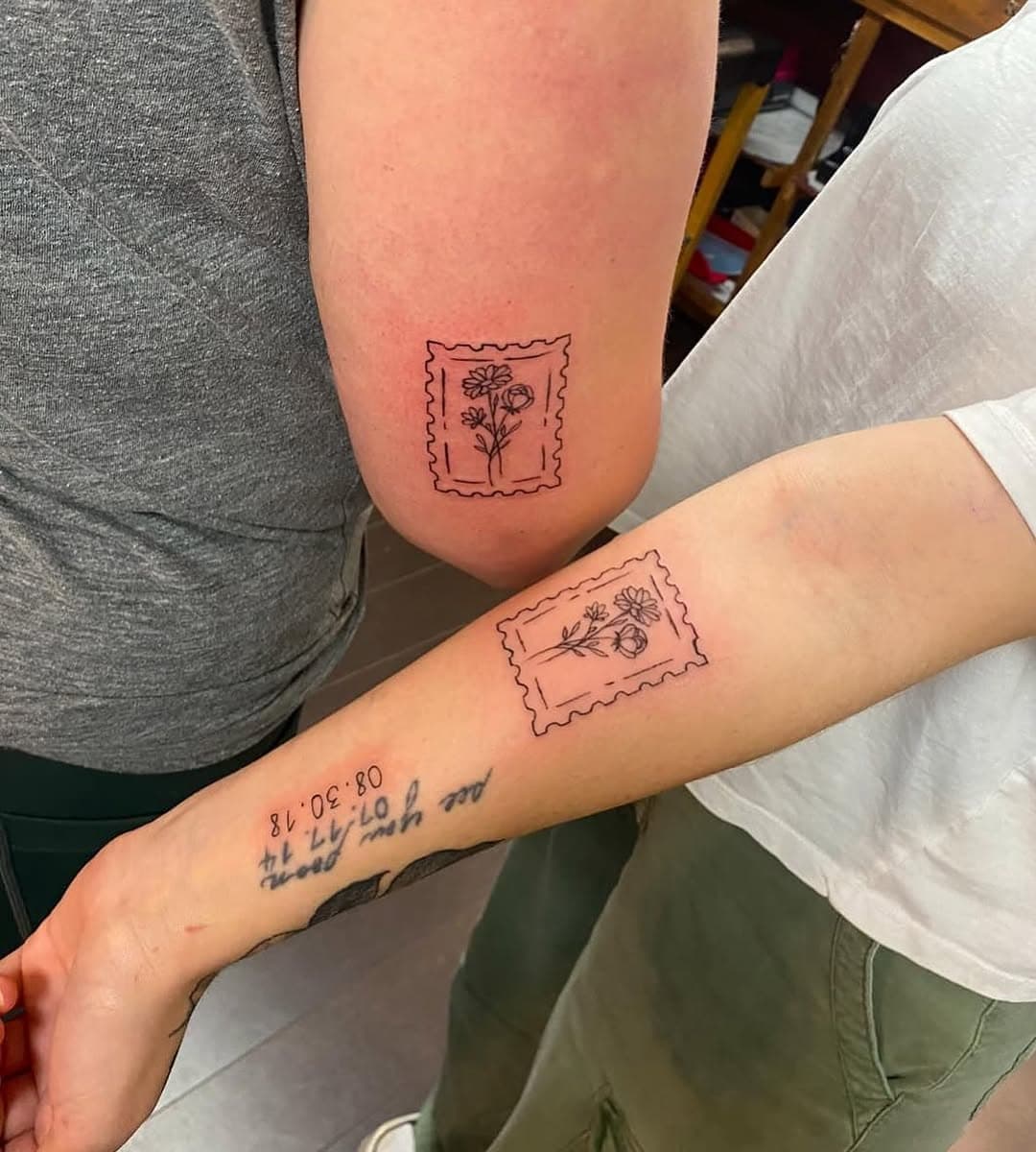 Tattoos done by Ivy in our Cobourg location, for any inquiries or to book a consultation call her at 905-377-1955 or stop by the shop 8 King Street West Cobourg or email wildinkstudioscobourg@gmail.com  #tattoo #tattoos #tattooed #tattooshop #tattooartist #ink #inked #inkedtattoo #wildink #wildinkstudios #wildinkcobourg #friendtattoo #stamps #stamptattoo #flowers #finelinetattoo #cobourg #ontario #canada #cobourgtattoo