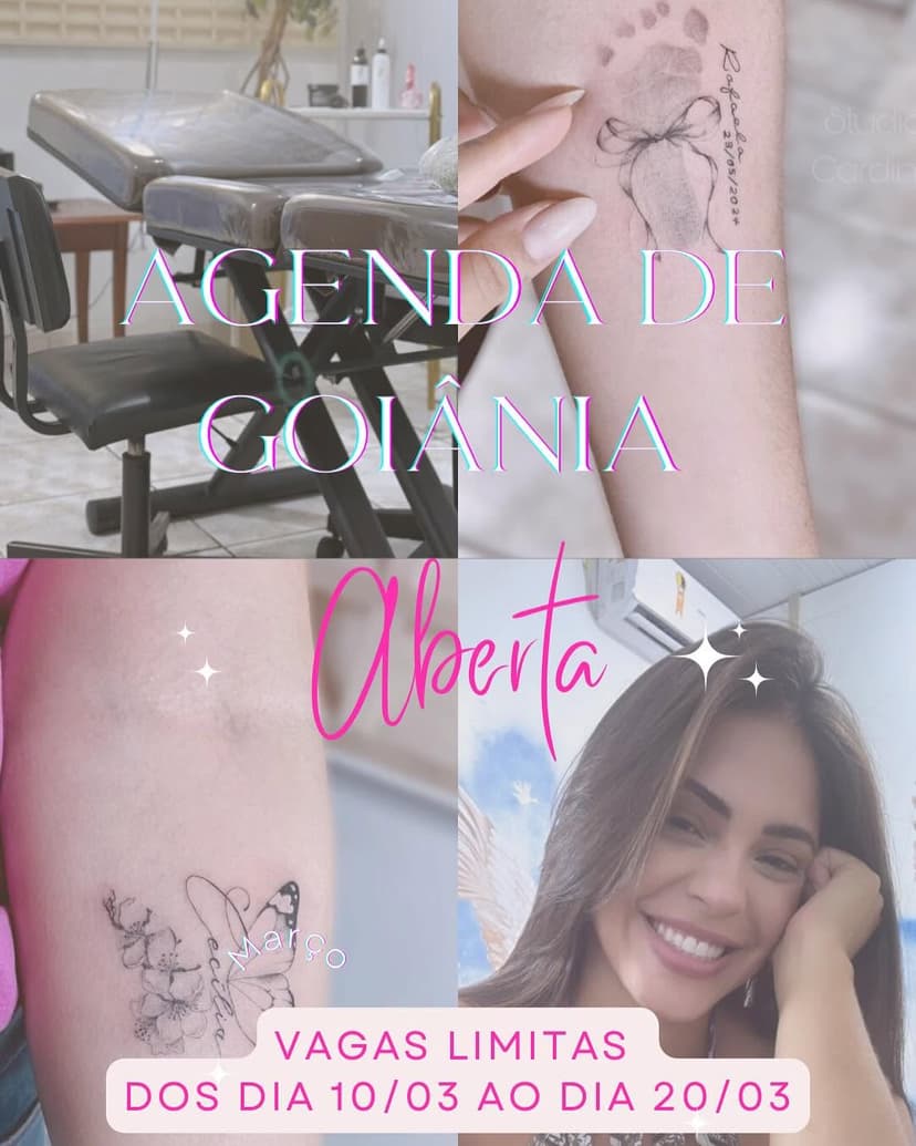 AGENDA de março aberta pra vocês de goiânia🥹💗
dos dias 10/03 ao dia 20/03 

Se começarmos de como aconteceu de vir abrir a agenda de goiânia, eu sou de goiânia e tatuei a vida toda aí, mas moro em Santa Catarina e as vezes abro a agenda daí rs. Em goiânia só tatuo mulher e tenho atendimentos únicos e privado no Setor Marista. 
Em um studio lindo e aconchegante, vocês que querem artes exclusivas e atendimentos especiais vão se apaixonar pelo meu trabalho. 
Vagas limitadas porque fico poucos dias . Então espero te ver nessa agenda 💗 
Agendamentos/orçamentos pelo Whats 62991077690  ou link na bio 🫶🏻